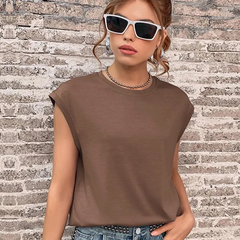 Blusas Femininas 2023 Office Lady Camisa Solta Moda Feminina Sem Mangas  Decote Redondo Blusa Sólida Verão Elegante E Juvenil Colete Casual Top  25638 De $76,48