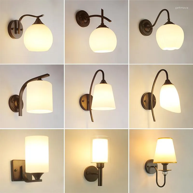 Wall Lamps E27 Lamp Simple And Creative Bedroom Bedside Crystal Lights Sconce Light Gold/Sliver For Home Ligting