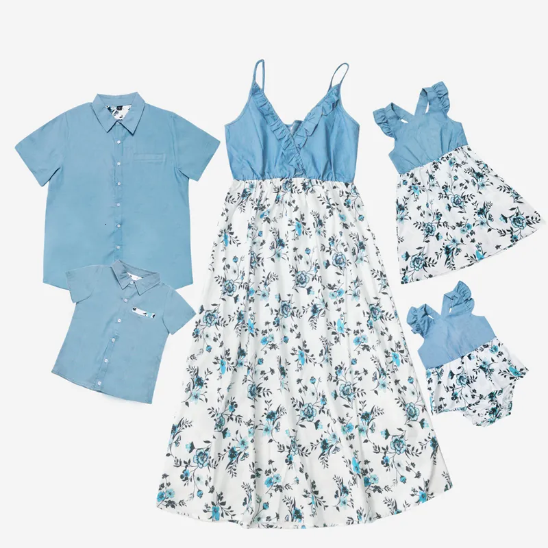 Bijpassende outfits voor het hele gezin Bijpassende kleding voor het hele gezin Jurken voor moeder en dochter Babyrompers met bloemen Mama en ik Vader Kinderen Familielook-outfit Vestido 230617