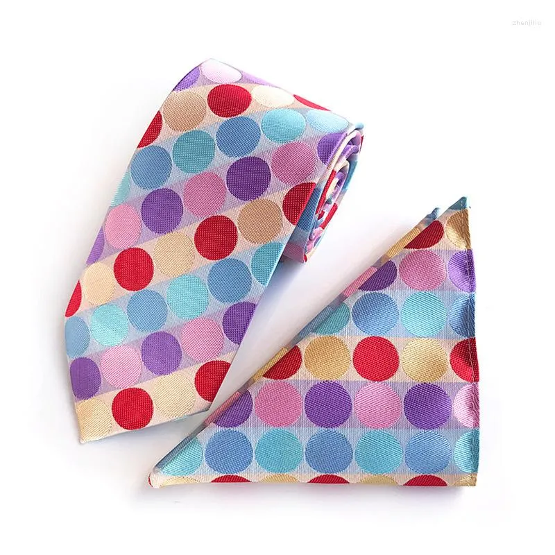 Bow Ties Men Tie & Hanky Suits 8cm Necktie Silk Gravata Business Neckerchief Polka Dot For Neckwear