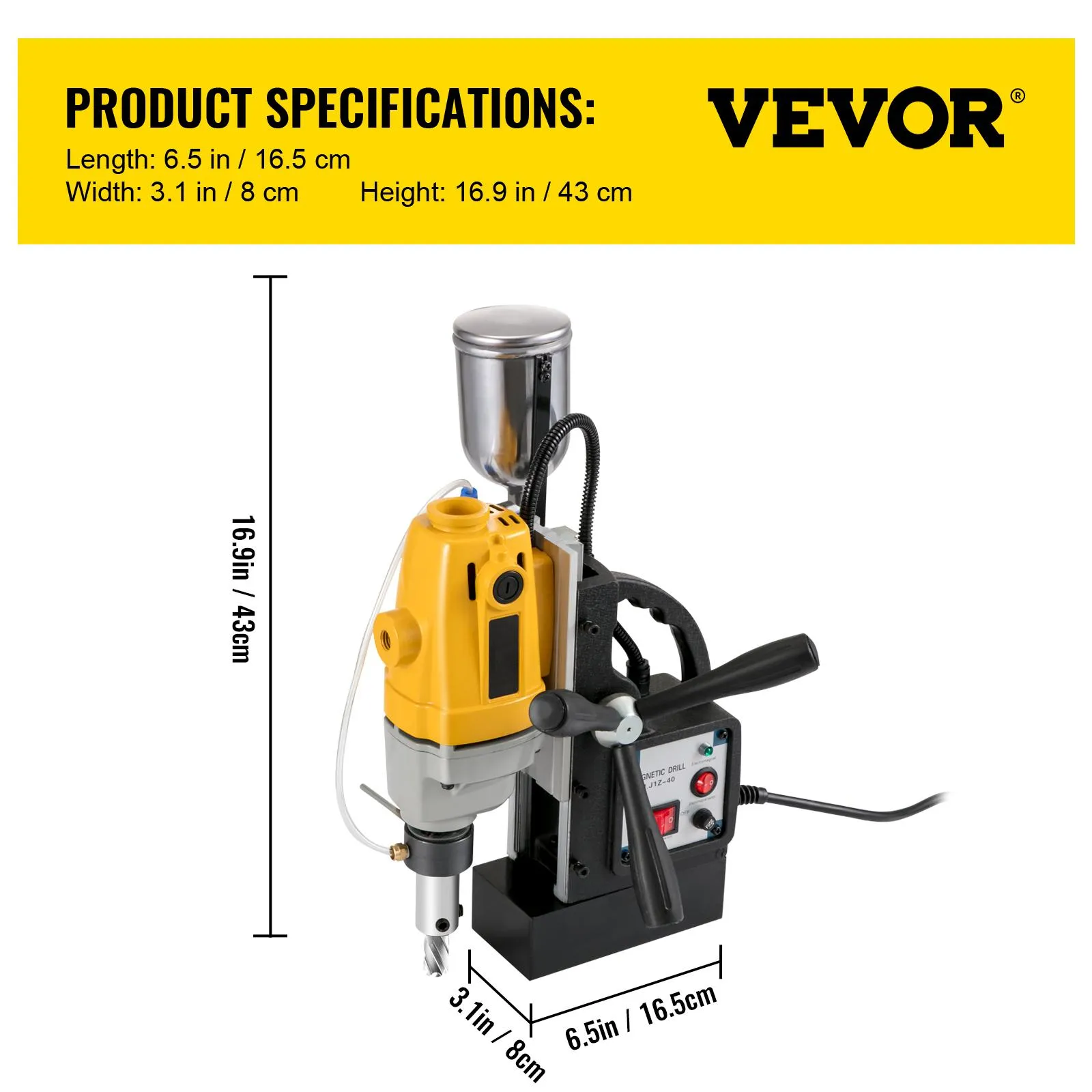 Boormachine VEVOR MD40 Perceuse magnétique 40 mm pour structure en acier d'ingénierie 1100 W Machine de forage de banc électrique réglable en hauteur