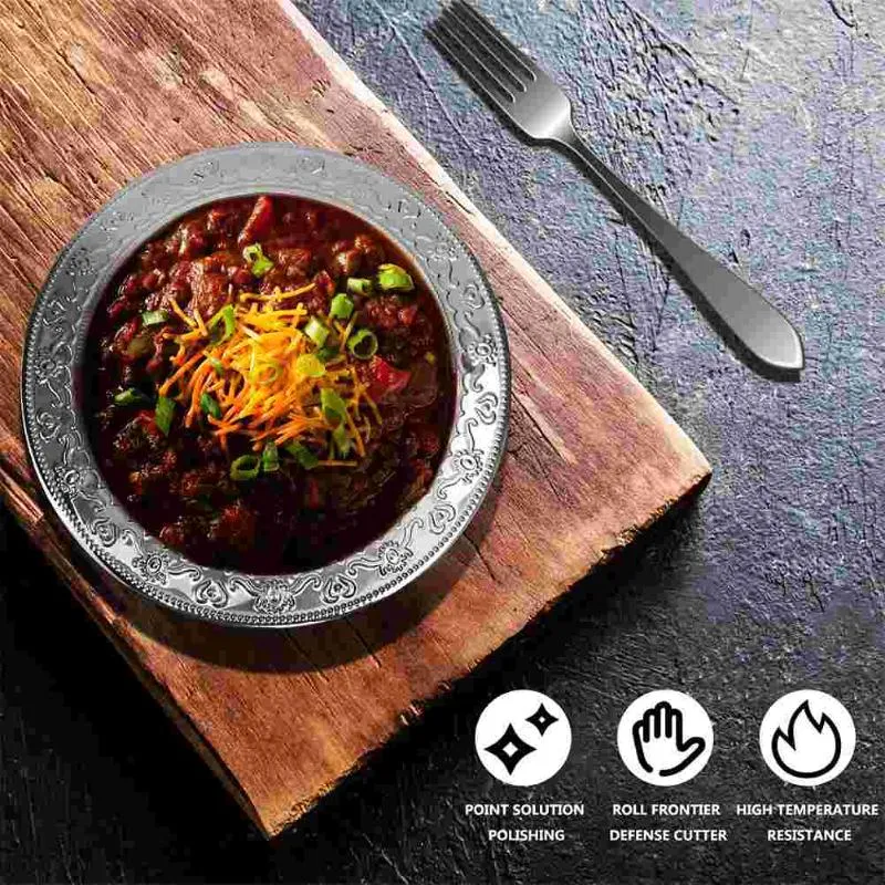 Juegos de vajilla disco de acero inoxidable plato redondo para servir cena restaurante Camping almacenamiento de bistec de Metal reutilizable