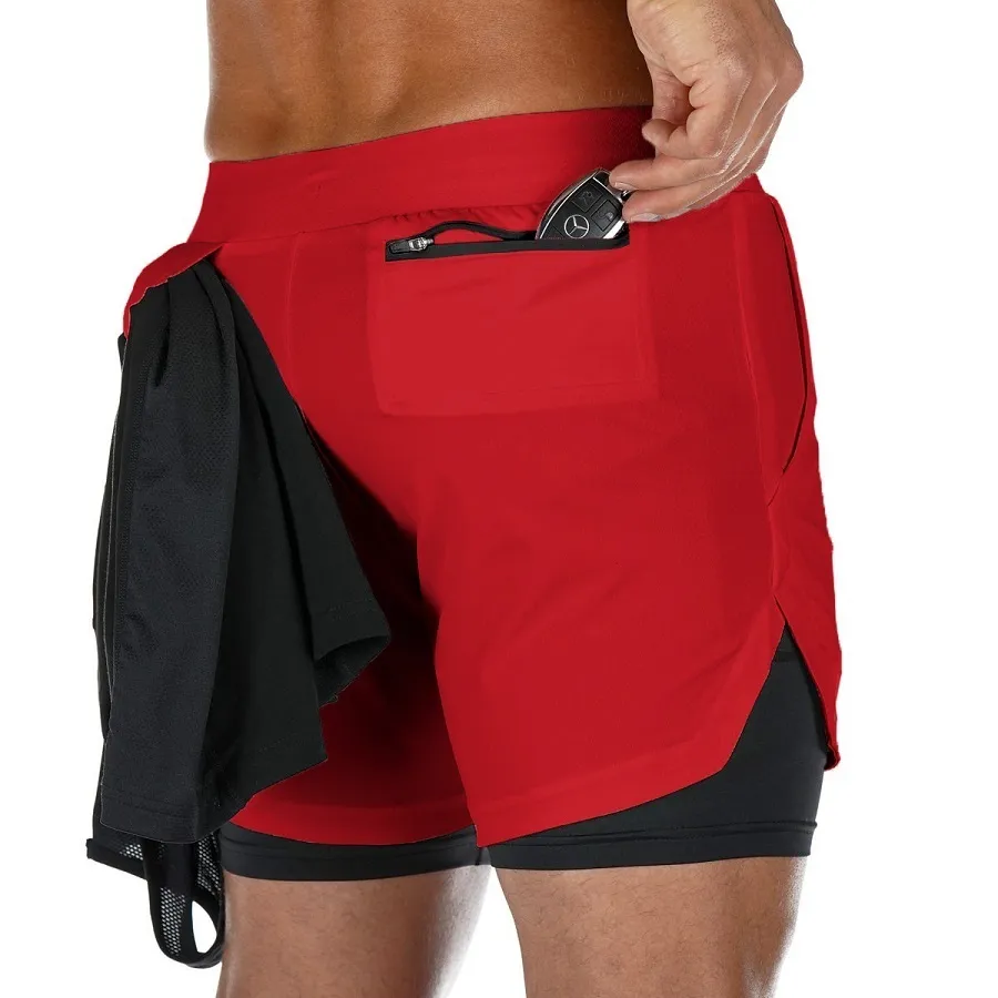 Szorty na gimnastyczne szorty 2 w 1 mężczyznach Sport Shorts Fitness Krótkie spodnie kulturystyka trening trening Mężczyzny Joggers 230617