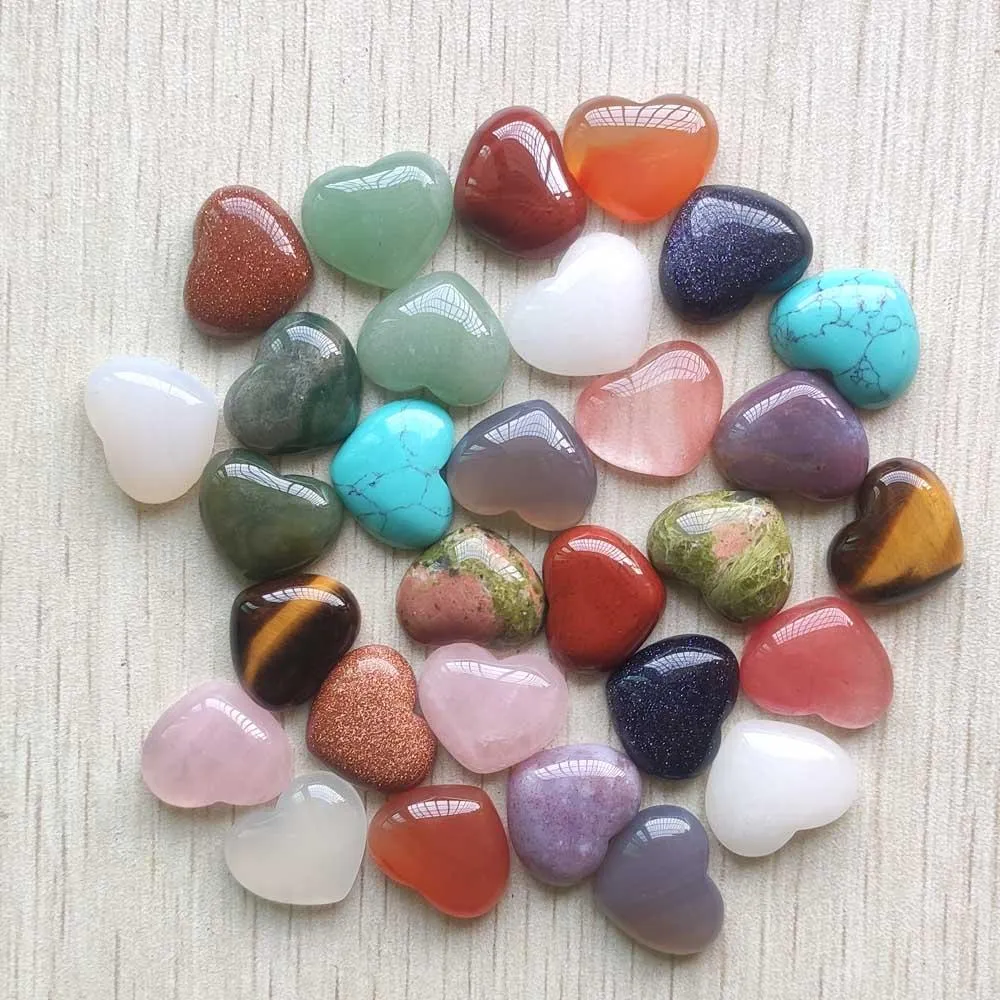 Beads Fashion good quality Assorted natural stone cabochons heart beads for jewelry making 15x18mm wholesale 30pcs/lot free shipping