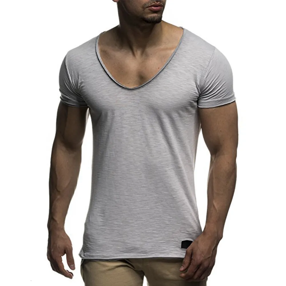 Vrijetijdsoverhemden voor heren V-hals T-shirts voor heren Zomer Tees Korte mouw Informeel Pullover Street Sports Sweatshirt Vakantie Effen Kleur Sneldrogende kleding 230617