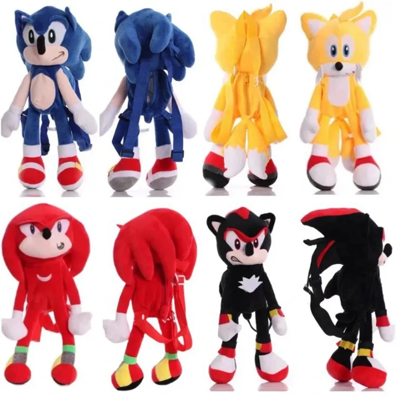 45 cm The Hedgehog ryggsäck Anime Knuckles Shadow Plushie Bag mjuk fylld plysch doll barn svansar skolväska leksaker