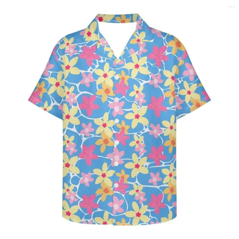 Chemises décontractées pour hommes Cumagical Logo personnalisé Impression par sublimation Vêtements de plage Polyester Col boutonné Manches courtes Hawaïen pour hommes