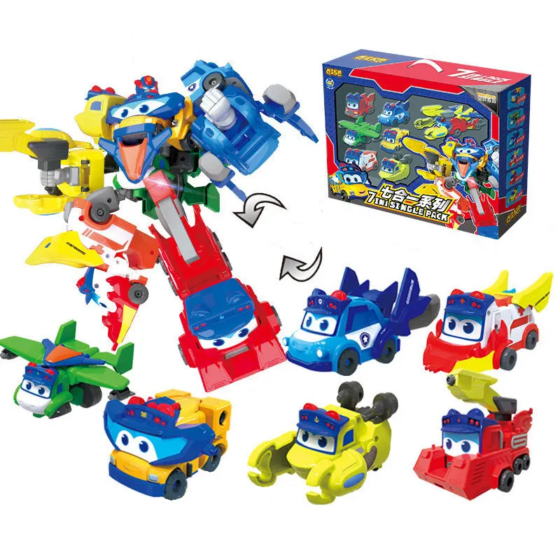 Jouets de transformation Robots 7 EN 1 GGBOND Gogo Bus Transformation Voiture Jouet Figurines Ambulance/Police/Pompier Toboggan Jouets pour Enfants Cadeau De Noël 230617