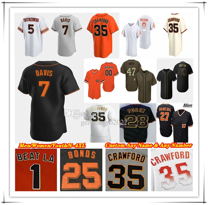 Anpassad SF Baseball Jersey Anthony Desclafani Alex Cobb Casey Schmitt Joc Pederson David Villar Will Clark Willie Mays Joey Bart Patrick