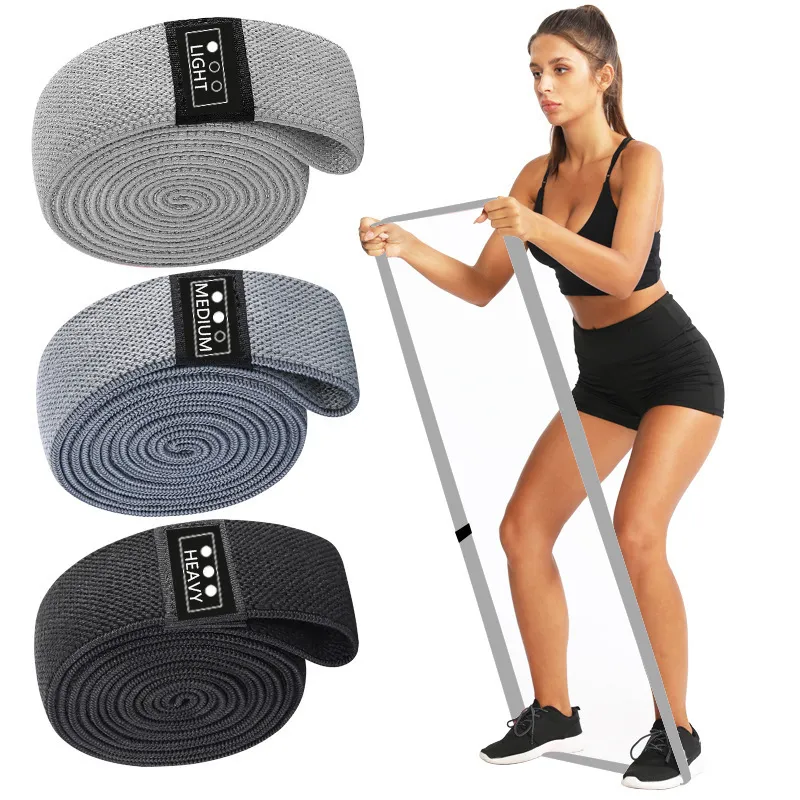 200cm x 3cm Tissu Longue Bandes de Boucle de Résistance Fitness Yoga Booty Band Assist Stretching Training Gym Equipment for Home Workout Bodybuilding 3pc / set