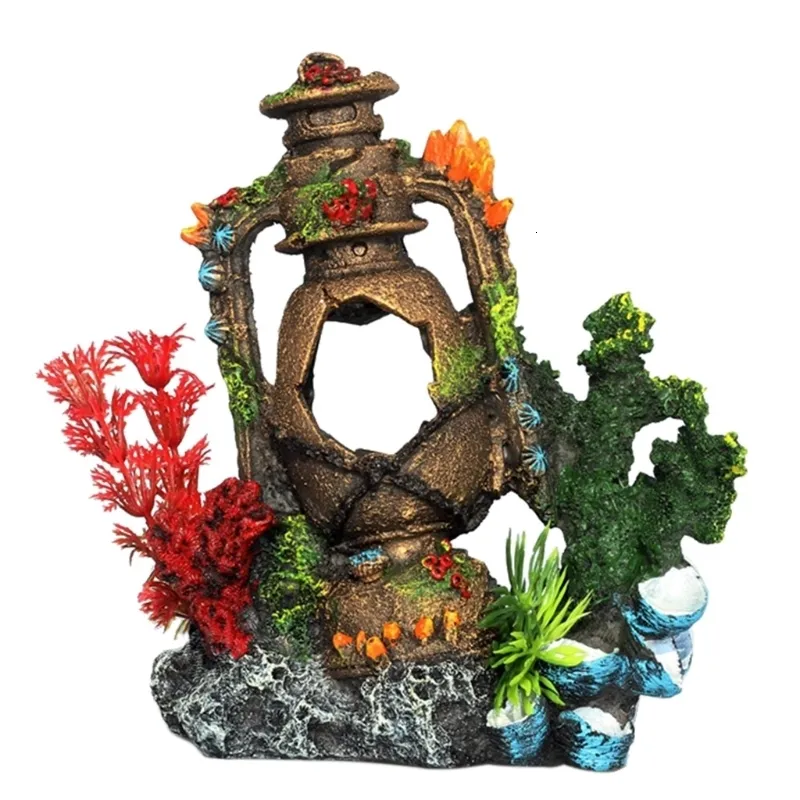 Décorations Poisson pour Réservoir Coral Décoration Plantes pour Creative Résine Aquarium Huile Lumière Ornements Perle pour Shell Camion pour Poisson pour 230617