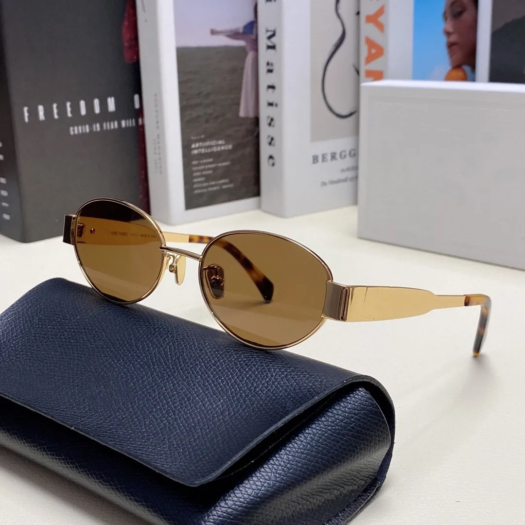 CL 43235 Cat Eye Sunglasses For Women Metal Frame Retro Oval  display picture 1