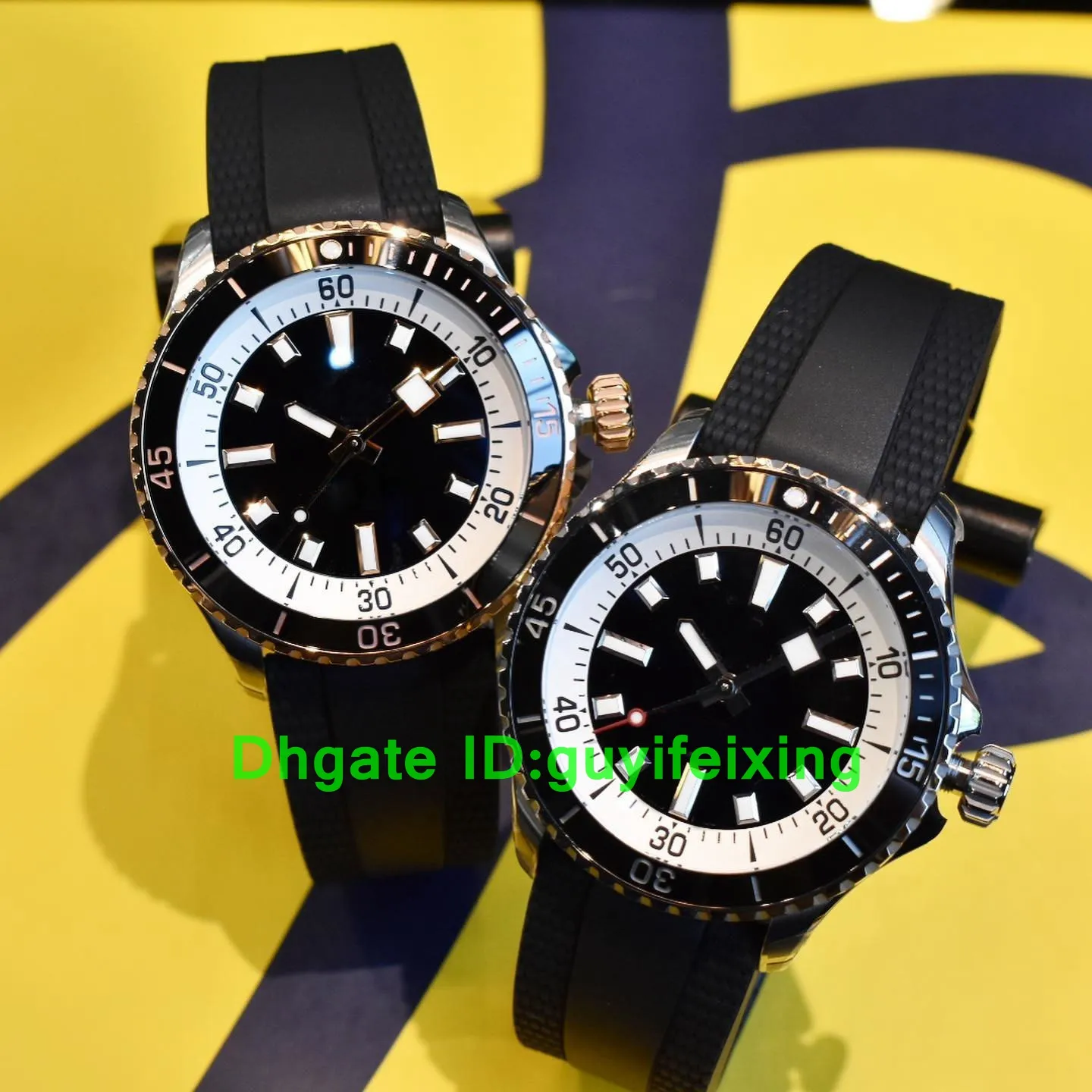 2023 New mens watch 1884 Ocean 44MM Watches Orange Dial Stainless Steel Rotating Bezel Automatic Mechanical Rubber Band Watch Big Size Luminous Wristwatches