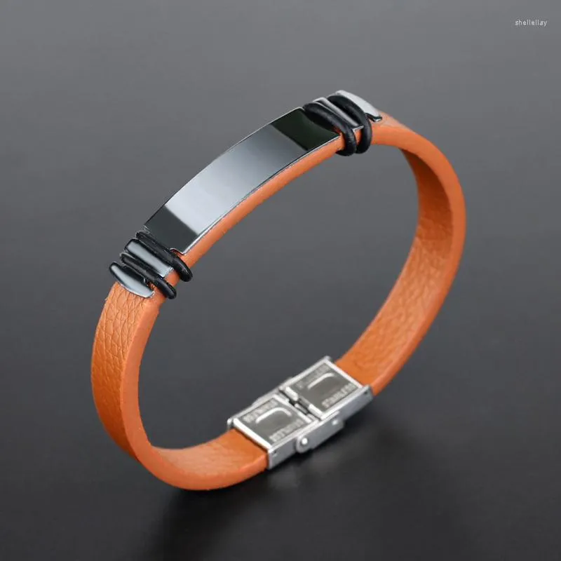 NIUYITID Mens Charm Bracelet Stainless Steel, Black Brown