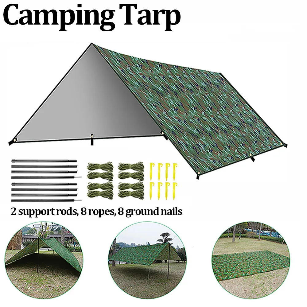 Tents and Shelters Camping Tarp Outdoor Tarpaulin Awning Lightweight UV Resistant PU 3000mm Waterproof Rainproof Shelter 230617