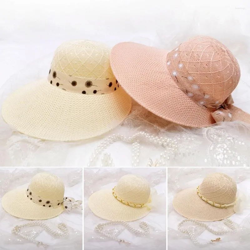 Womens Wide Brim Pink Straw Cowgirl Hat With Bowknot And Sun Chain Ribbon  Perfect For Summer Sun Protection, Outdoor Travel, And Beach Activities  From Tiandiqz, $18.93