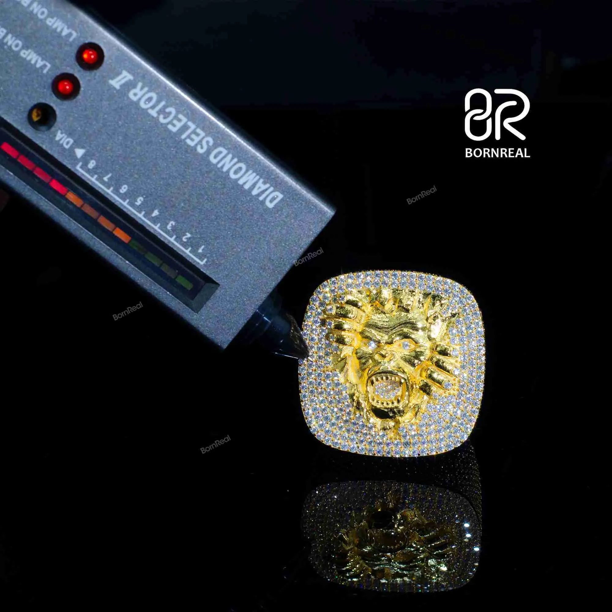 Özel Tasarım VVS Moissanite Hip Hop Yüzüğü Özel Yüzük Karat 10K 14K Gerçek Katı Altın Geçidi Elmas Test Cihazı Izlı İnce Mücevherat
