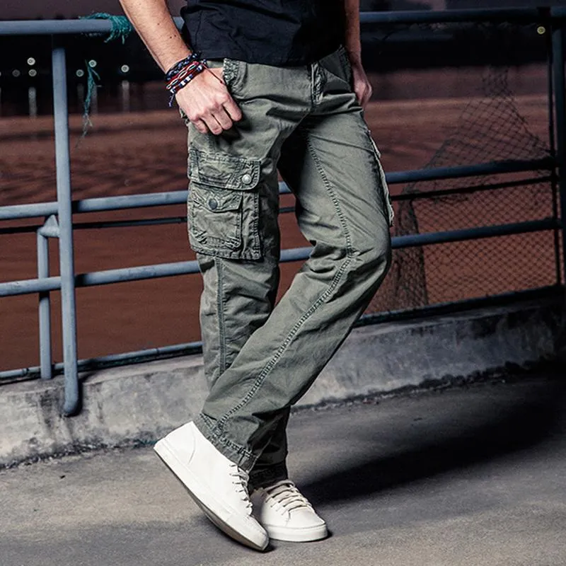 Hosen Viele Taschen Taktische Hosen Armee Männlich Camo Jogger Plus Größe Baumwolle Hosen Reißverschluss Militärischen Stil Camouflage Schwarz Männer der Cargo Hosen