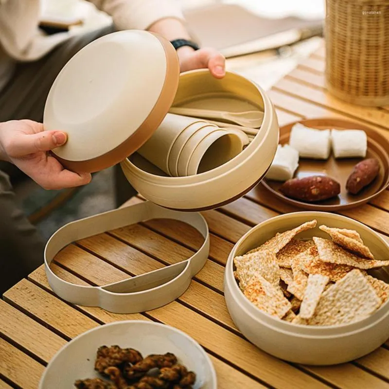 Vaisselle Ensembles Assiette Paille De Blé Ramen Bol Vaisselle Plats Pleins D'assiettes Dîner Ensemble Camping