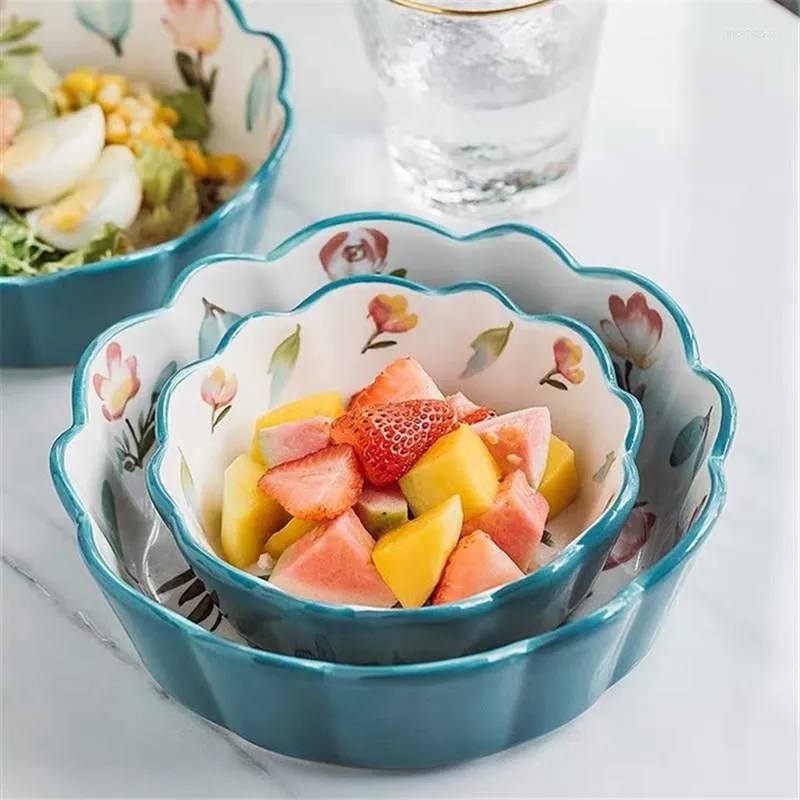 Ciotole Insalata Di Frutta In Ceramica Dipinta A Mano In Stile Giapponese  Ciotola Da Dessert In Porcellana Creativa Per La Colazione Riso Stoviglie  Da