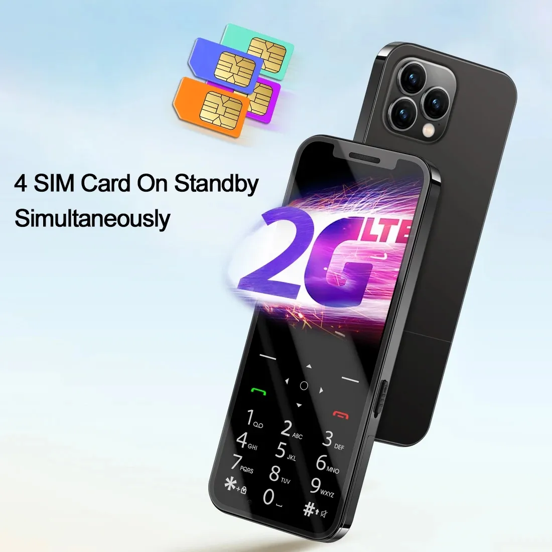 Orijinal Soyes A6 Quad Band GSM Quad 4 Sim Kart Bekleme Kilidi Mini Cep Telefonu 2.4 "Ekran 1200mAh Arka Kamera FM Radyo El Feneri Cep Telefonu