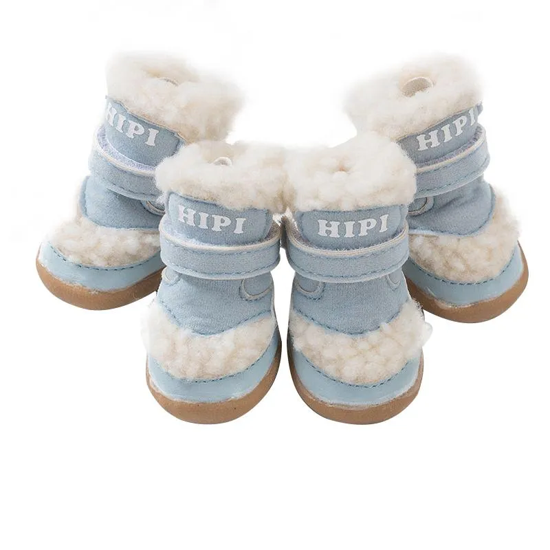 Chaussures automne hiver chien chaussures bottes de neige chaudes fourrure imperméable 4 pièces/ensemble chiot coton chaussures antidérapantes pour Chihuahua carlin