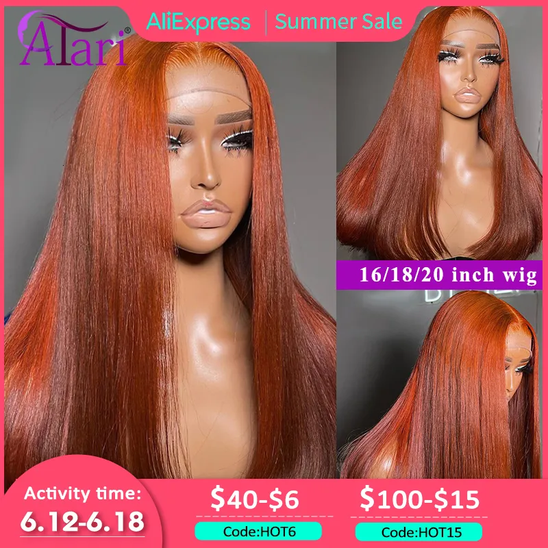 Hair pieces Transparent 13x4 Lace Frontal Ginger Orange Straight Human for Black Women Pre Plucked 230617