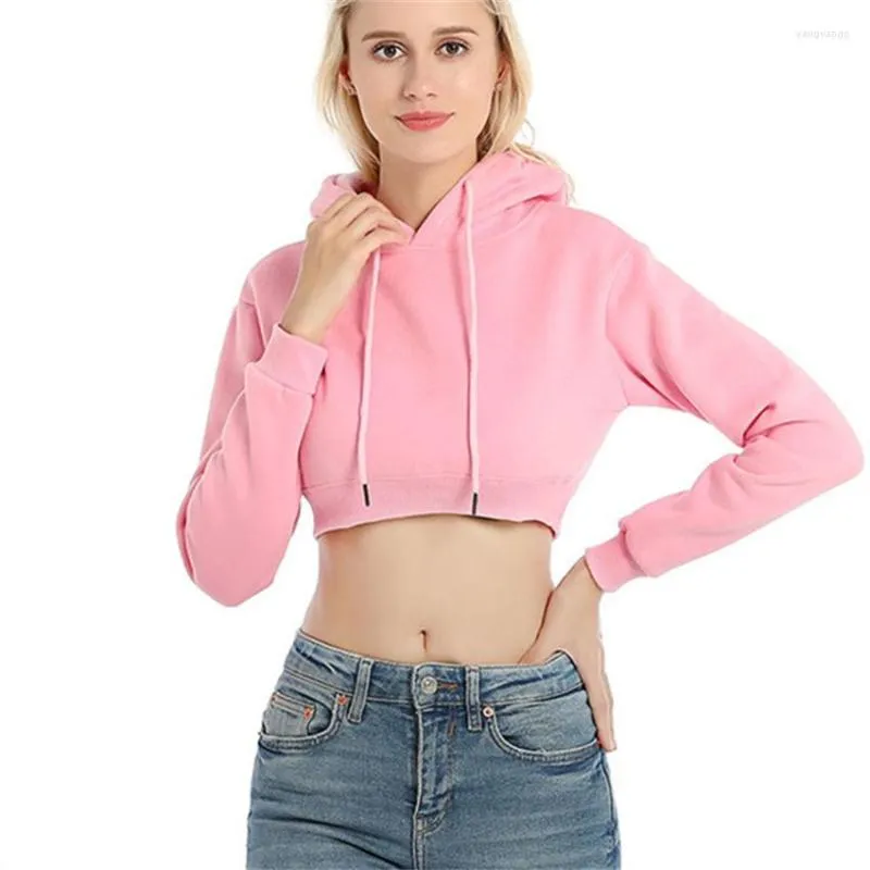 Kvinnors hoodies mode kvinnor sexig casual långärmad huva korta tröja skördetoppar pullover beskurna hoodies2023