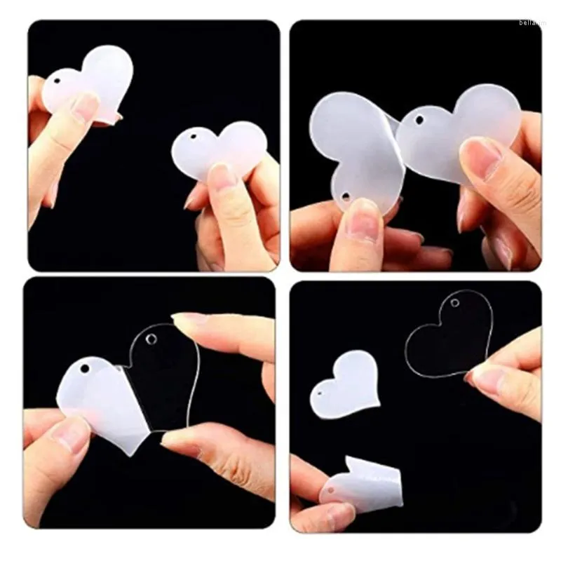 Keychains 90Pcs Acrylic Discs Clear Heart Keychain Blanks Charms Colourful Tassel For Key Rings DIY Crafts Jewelry Making