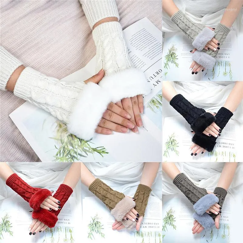 Cycling Gloves Stylish Hand Warmer Women Men Twist Crochet Knitted Fingerless Winter Warm Solid Color Wrist