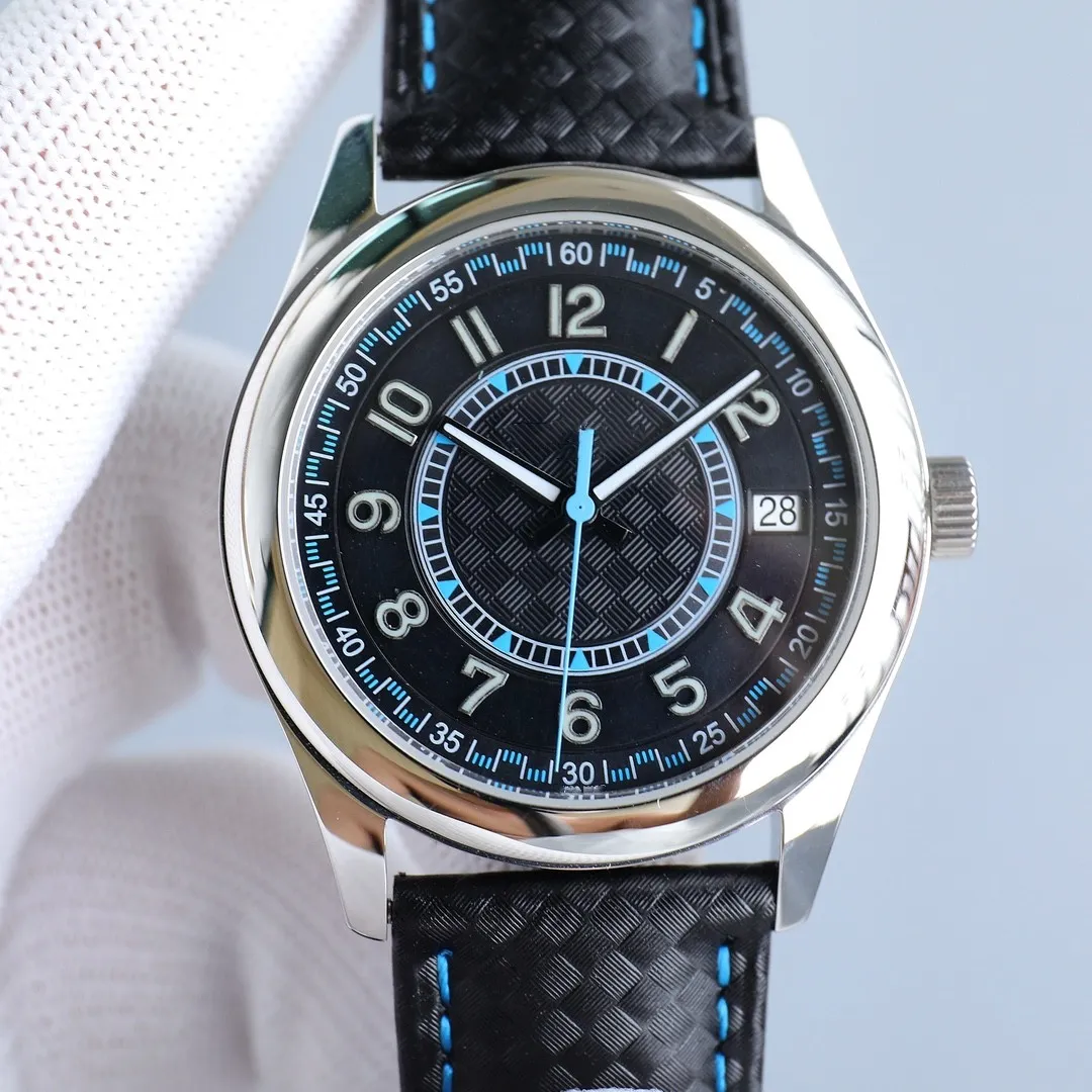 AAA New, Men's Watch, rörelse med den senaste mekaniska rörelsen, 316L Steel Shell Watch, italiensk kalvhudbälte, färgsömning, med nålspänne, klockstorlek 40mm