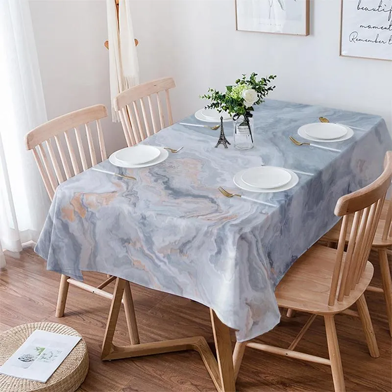 Tischtuch Marmor Tischdecke wasserdichte Essfeier Rechteck runde Home Textil Kitchen Dekoration