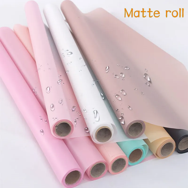 Papier d'emballage 60cm * 11yards Rouleau Couleur Brouillard Fleurs Papier D'emballage Épais Papiers Imperméables Bouquet Emballage Cadeau Matériaux Perle Papiers 230617