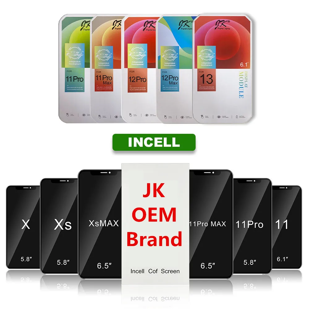 JK OLED LCD شاشة العرض CONCOLL PHOINE MOOND PHOLES Aigitizer Assembly Assembly Parts for iPhone XR XS MAX 11 12 13 14 Plus Pro Max