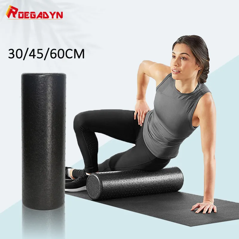 Bloki jogi Roegadyn Epp 3 rozmiary Pilates Foam Roller Black Yoga Foam Roller 30/45/60 cm Sprzęt do masażu Rolka dla kobiet/mężczyzn 230617