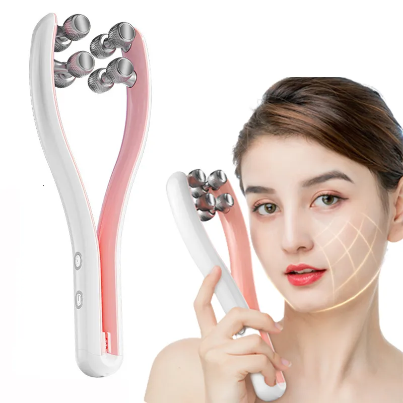 Appareils de soins du visage EMS Roller Massager Électrique Microcourant Visage Minceur À Main Anti Rides Soins De La Peau Lifting Du Visage Serré Beauté Dispositif 230617