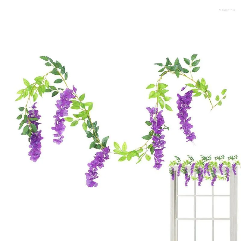 Dekorativa blommor Wisterias Vine Hangings Flower Garland Wall 1.8m Silk Fake For Room Wedding and Ceremony Backdrop