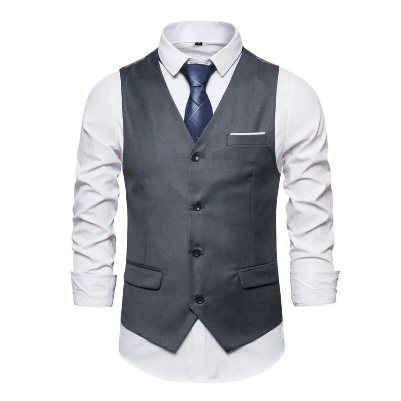 Blazers kostym Vest Men's Business ärmlösa västar Jacka stor storlek S6XL Wedding Party Waistcoat Man Red Blue Purple Black Grey