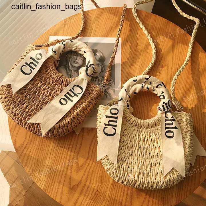 Luxury Designer Bag Women's Fashion Straw Bag Handbag Crossbody Bag New Women's Summer Beach Scarf Alphabet Coffee Color Woven Bag caitlin_fashion_bags