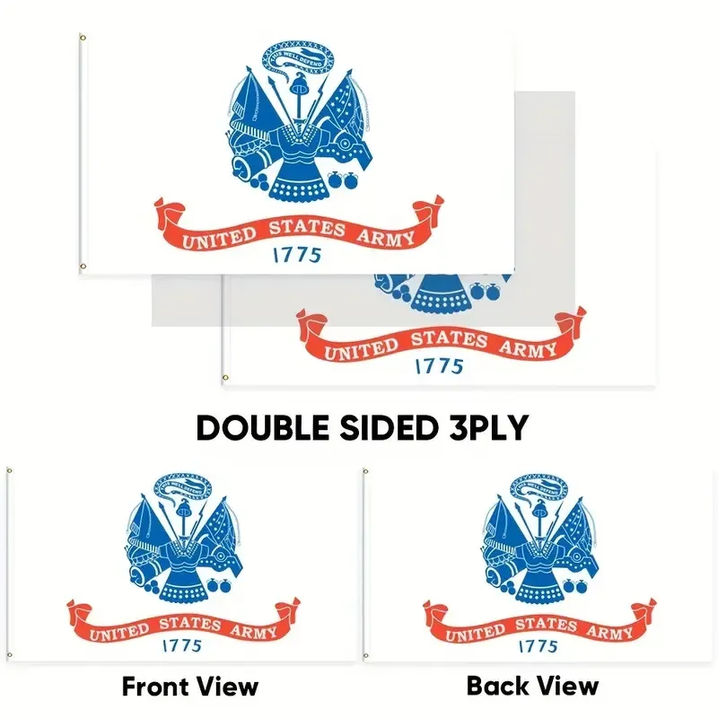 1pc, 3Ply Exército dos Estados Unidos 1775 Bandeiras 3x5 pés Heavy Duty com 2 ilhós de latão para exteriores casa de longa duração