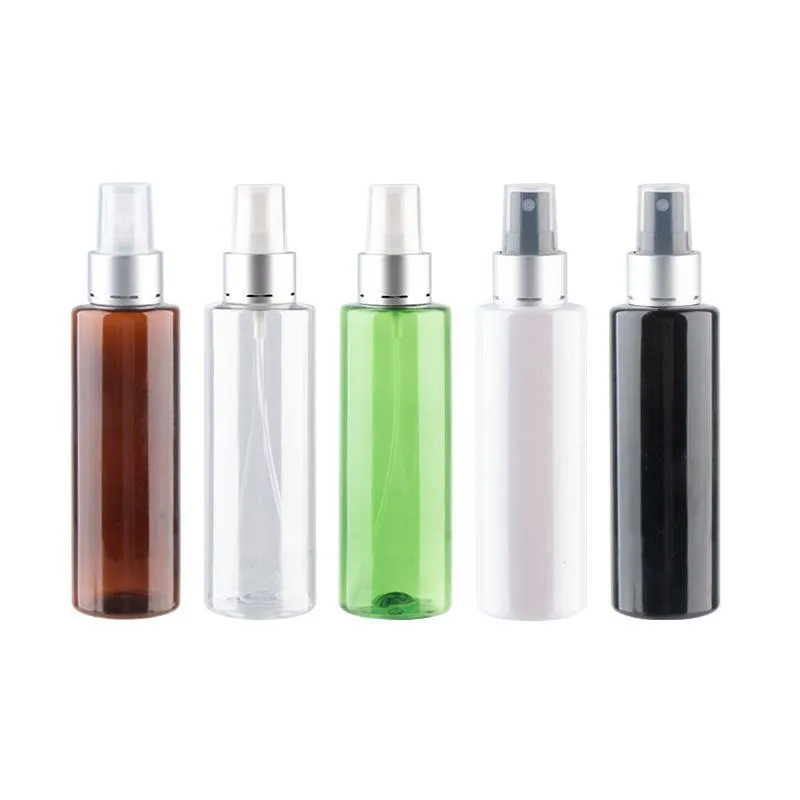 150 ml x 25 bottiglia di plastica vuota con pompa spruzzatore di nebbia in alluminio argento Contenitori per imballaggio cosmetico riutilizzabili Bottiglie di profumo Gbkad