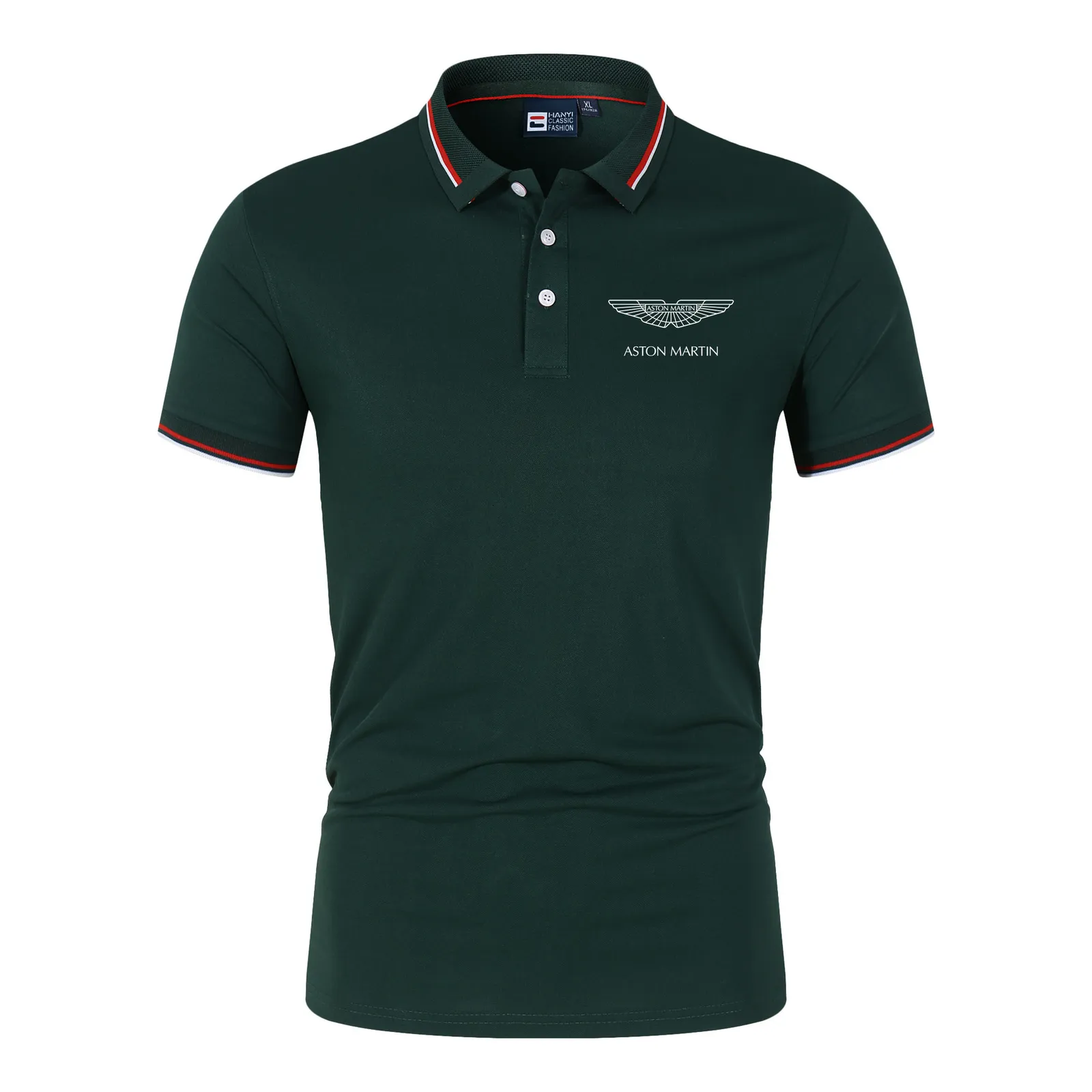 Herrpolos premium kort ärm Aston Martin Polo Shirt Men's Polo Collar Summer Fashion Casual T-shirt Luxury Men's Wear 230617