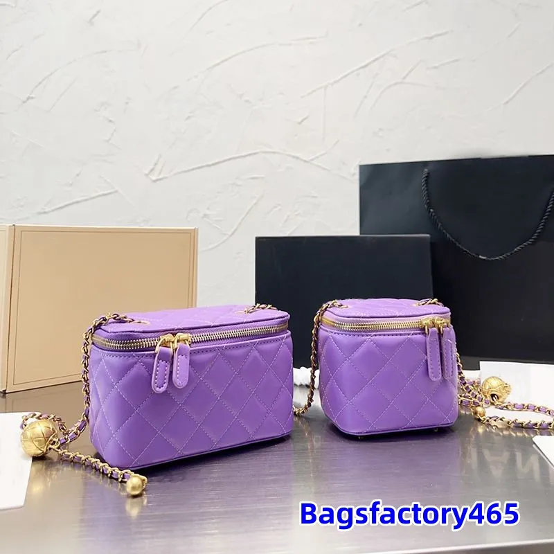 Due taglie da donna All Match Borsa cosmetica a tracolla Pelle Matelasse Catena regolabile Palla d'oro Borsa a spalla retrò Designer Mini Hardware oro Valigie Portamonete