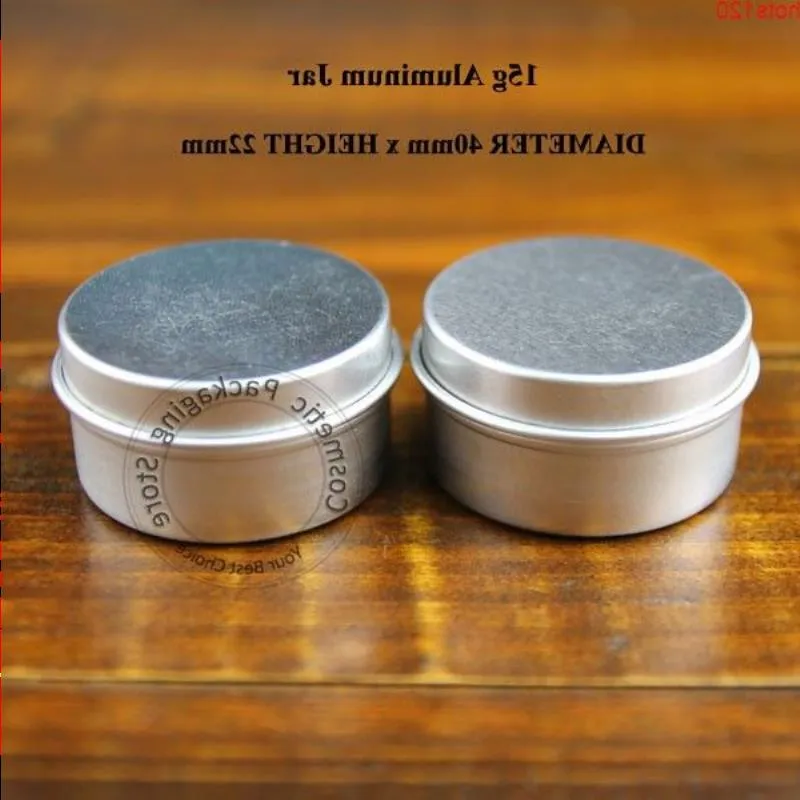 50 teile/los Förderung 15g Aluminium Creme Jar Mini 15 ml Leere Kosmetik Behälter 1/2 UNZE Nachfüllbare Kleine make-up Fläschchen Packaginghood menge Uevip