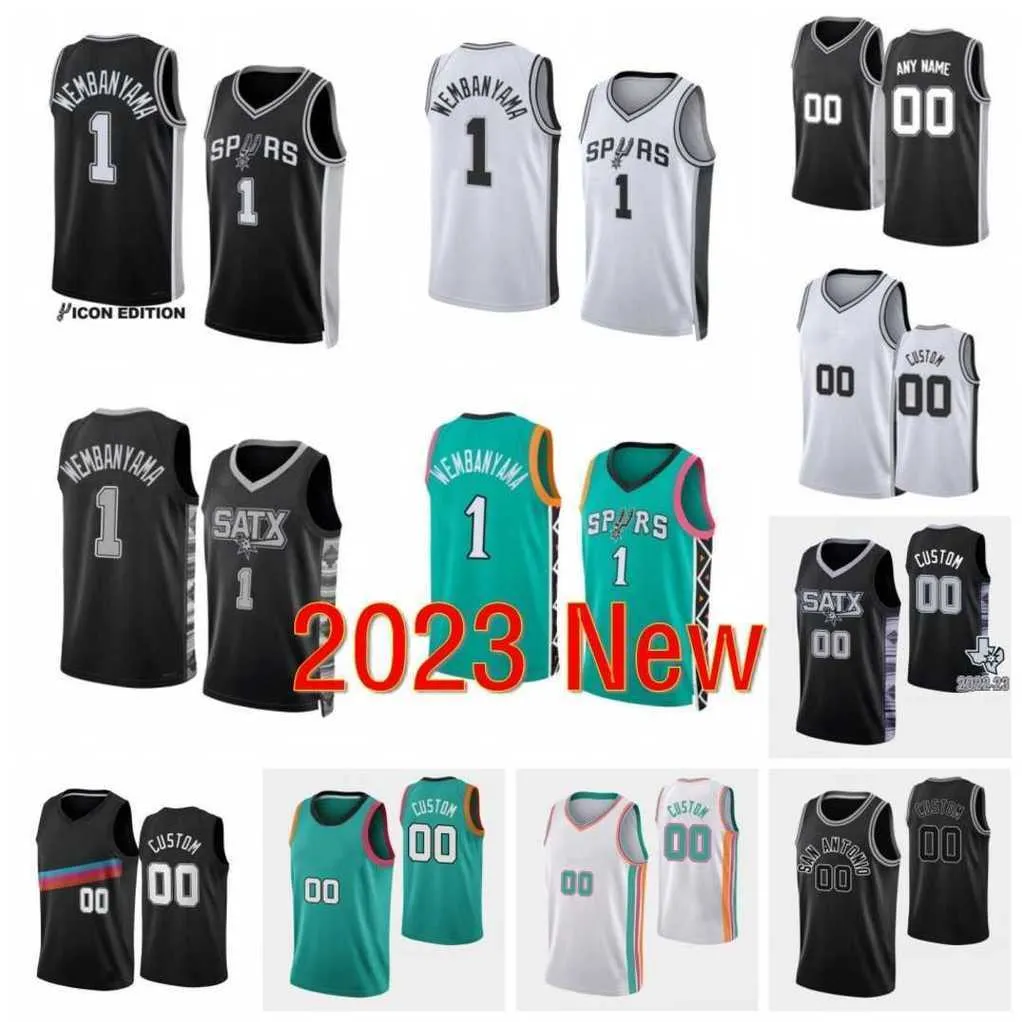 Victor Wembanyama 2023 Utkast till baskettröjor City Keldon Johnson Tim Duncan Jeremy Sochan Blake Wesley Jakob Poeltl Vassell Manu Ginobili