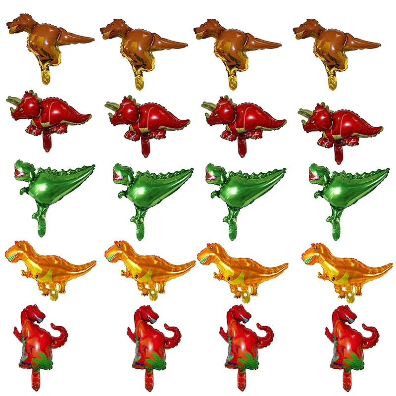 Actiespeelfiguren 50 stks Mini Dinosaurus Folie Ballonnen Verjaardag Themafeest Jungle Animal Baby Shower Decor Benodigdheden Kinderen Speelgoed Opblaasbare Lucht Globos 230617