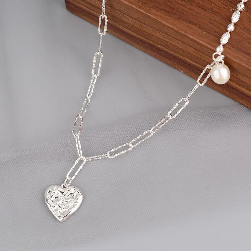 Ketten 925 Sterling Silber Funkelnde Unregelmäßige Liebe Herz Choker Halskette Für Frauen Vintage Edlen Schmuck Hochzeit Party Geburtstag Geschenk