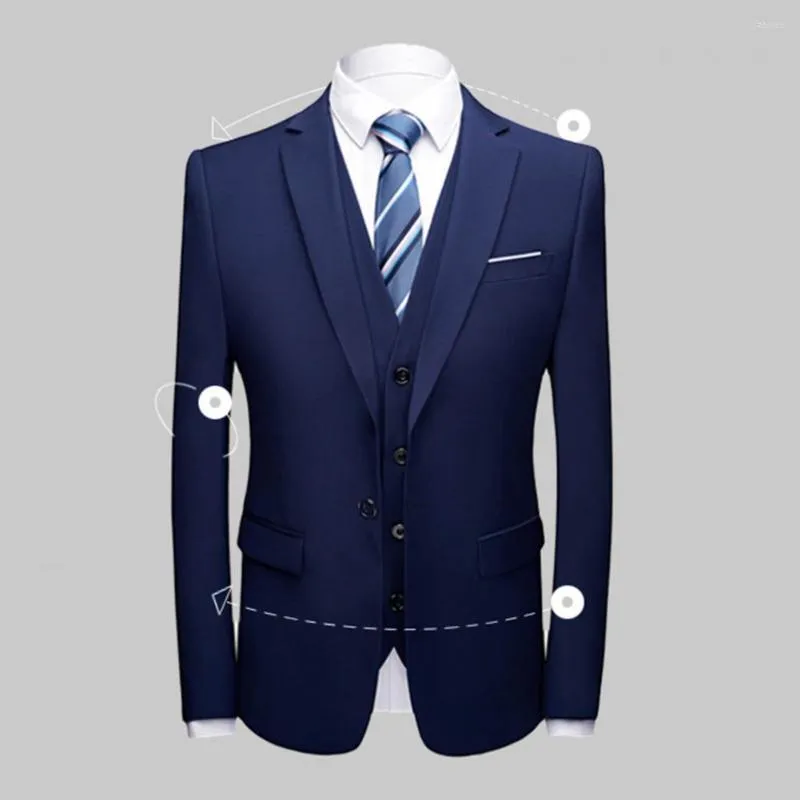 Herrenanzüge, stilvoller Bräutigam-Anzug, einfarbig, für Männer, zum Abnehmen, mit Knöpfen, formal, super weich, Blazer, Weste, Hosen, Set für Bankett