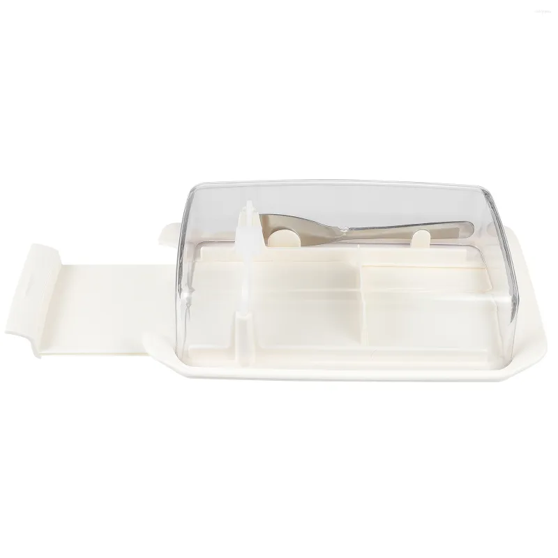 Set di stoviglie Piatti piani in vetro trasparente Contenitore per contenitori per frutta e verdura per burro 19,5X11,2X5,3CM Stoviglie per la casa Plastica bianca per uso domestico