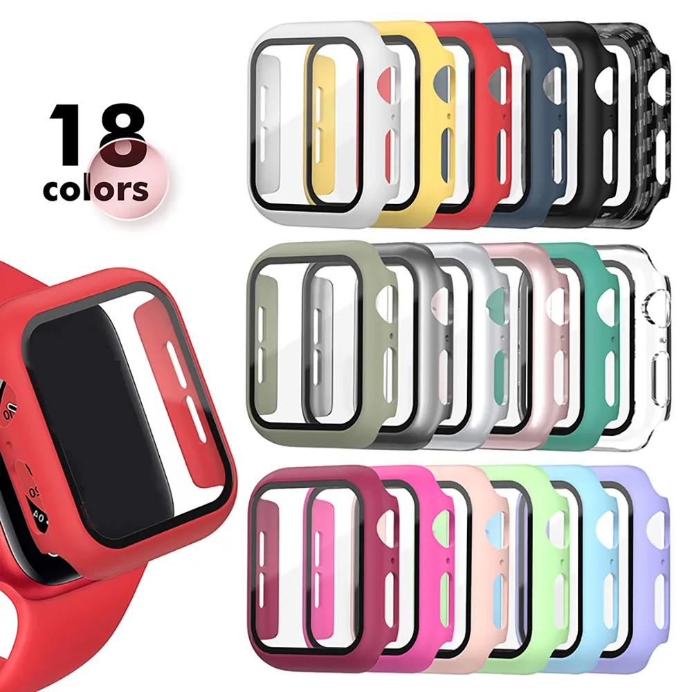 Glass+Matte Watch Cover for Apple Watch Case 45mm 41mm 44mm 40mm 42mm 38mm Bumper+Screen Protector for Iwatch SE 8 7 6 5 4 3 2 1